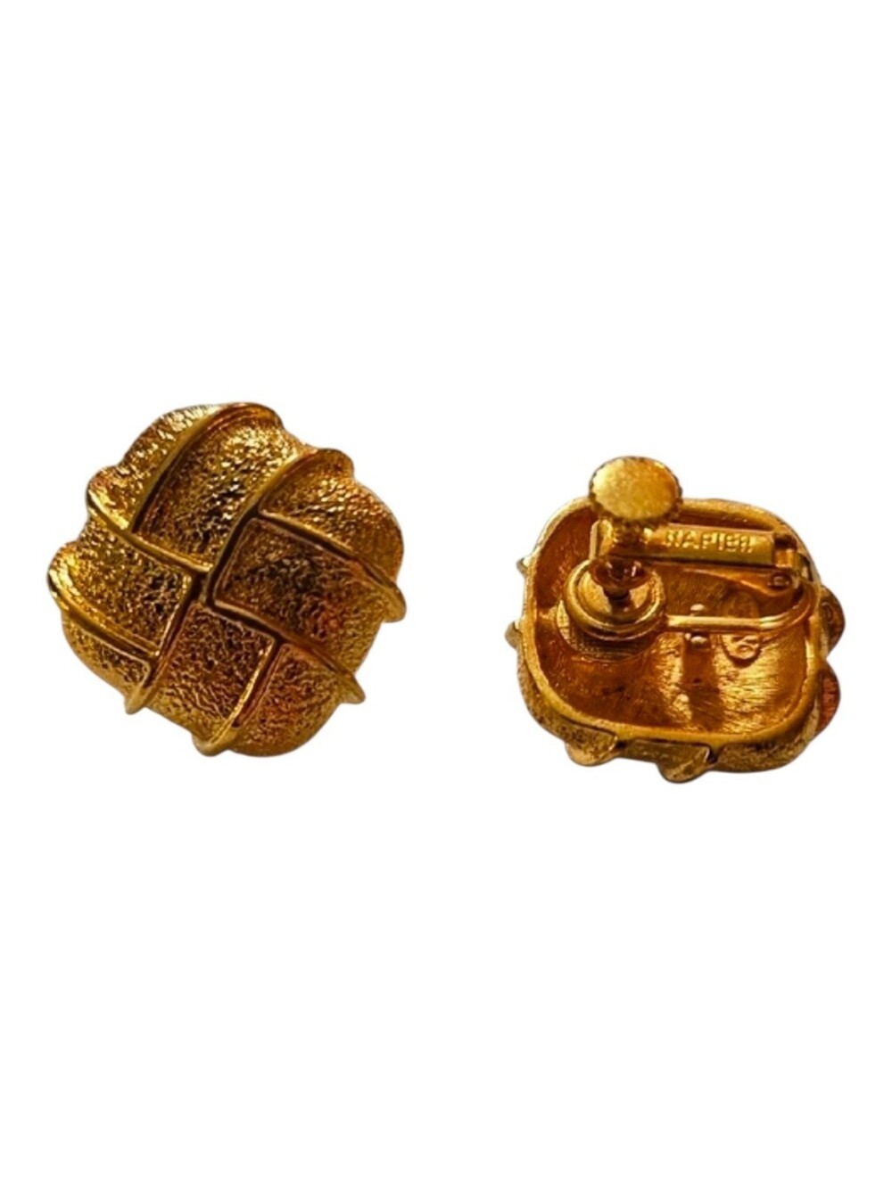 Napier Gold Woven Textured Clip-On Earrings - Picture 10 of 10